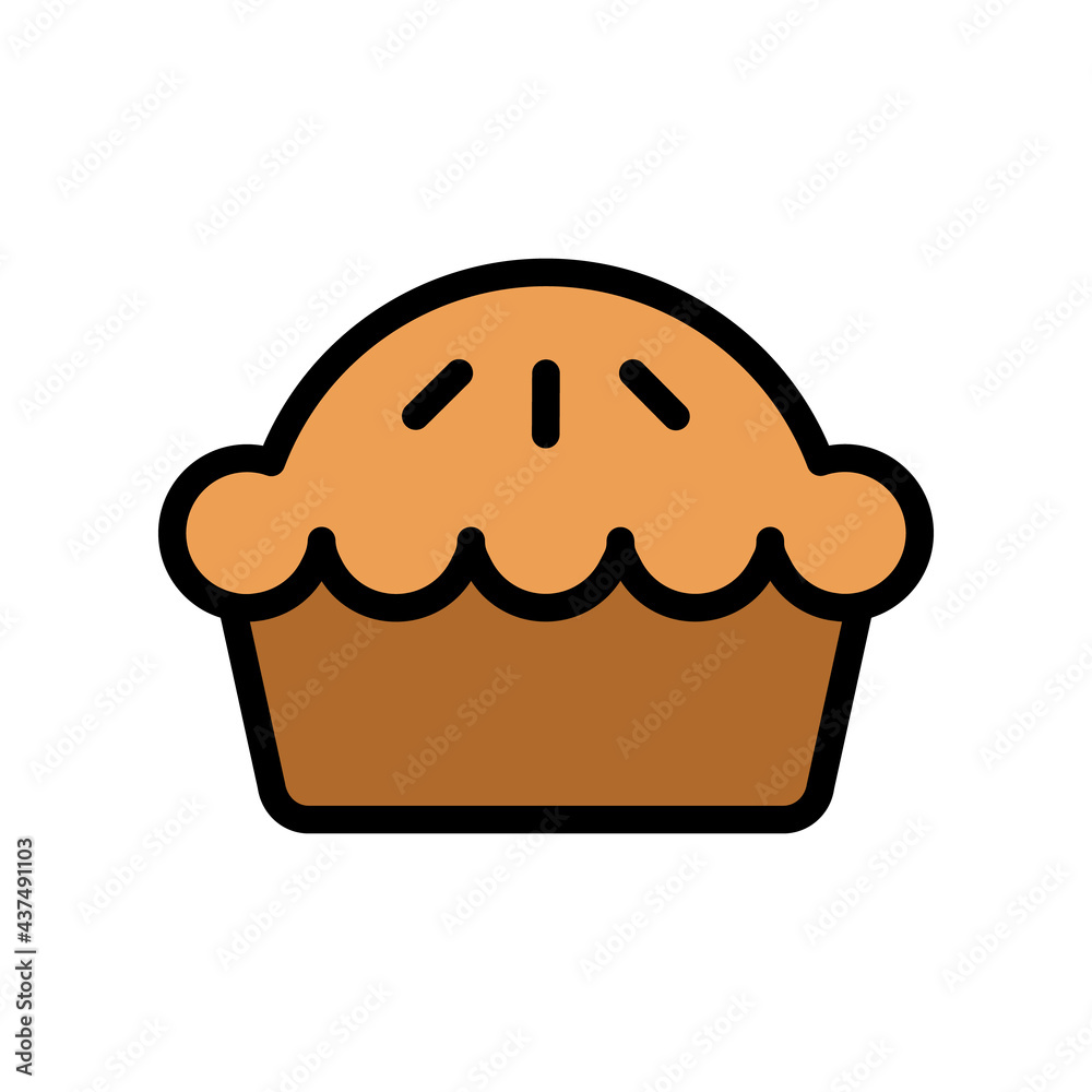 Pie Vector Icon in Filled Outline Style. A pie is a baked dish usually made from a pastry dough casing filled with various sweet or savory ingredients. Vector illustration icon for app, website, logo. Pie Vector Icon in Filled Outline Style. A pie is a baked dish usually made from a pastry dough casing filled with various sweet or savory ingredients. Vector illustration icon for app, website, logo.