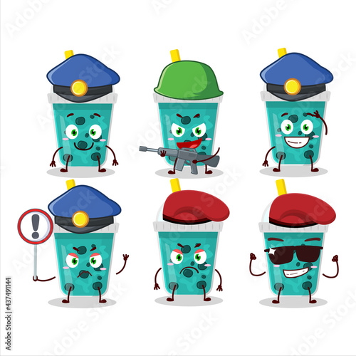 A dedicated Police officer of taro milk with boba mascot design style