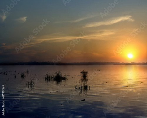 Mahakam river when sunrise