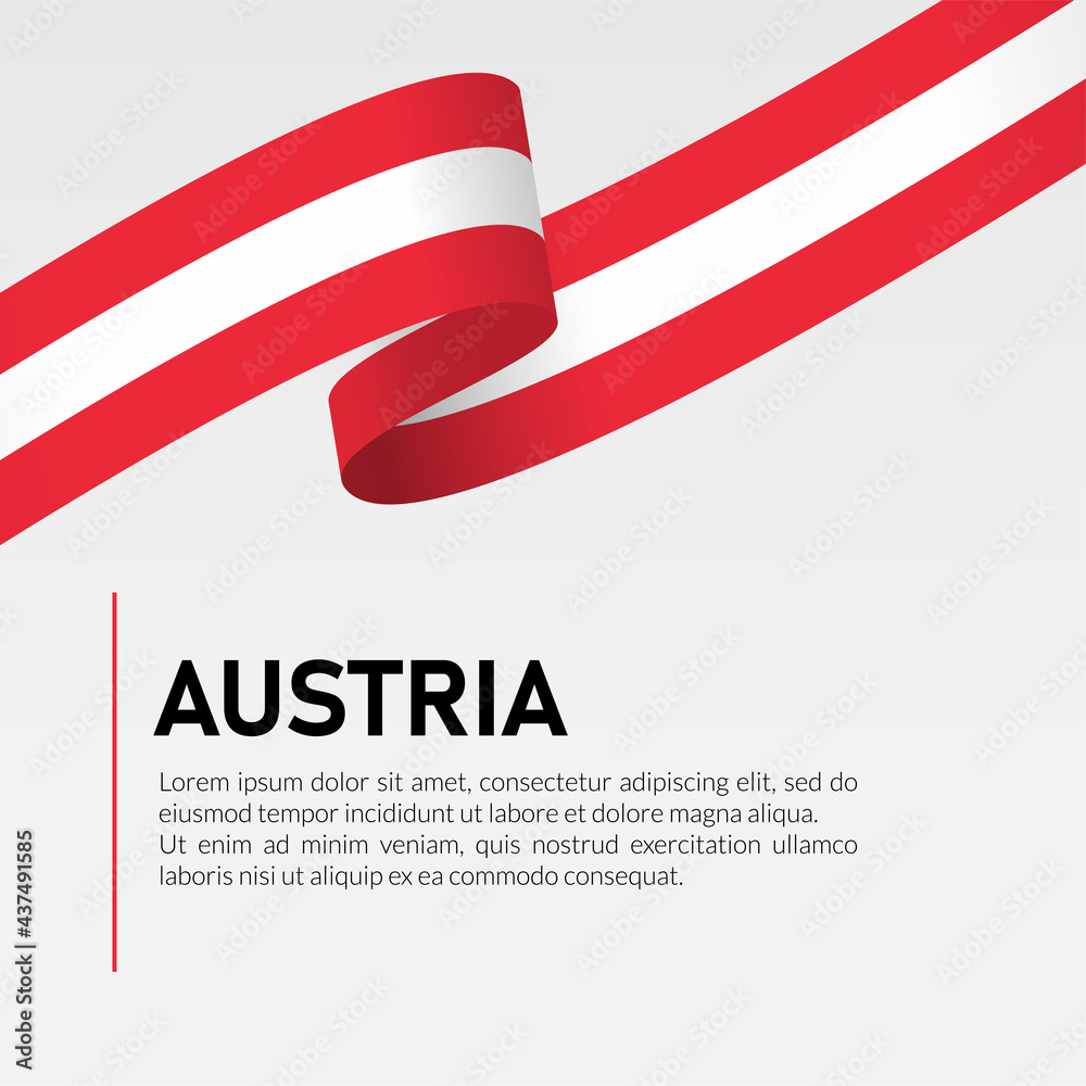Obraz premium Austria Waving Flag Ribbon Template Design Vector Illustration