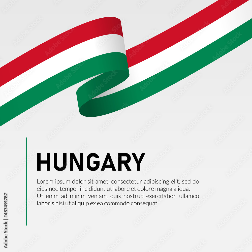 Hungary Waving Flag Ribbon Template Design Vector Illustration Hungary Waving Flag Ribbon Template Design Vector Illustration