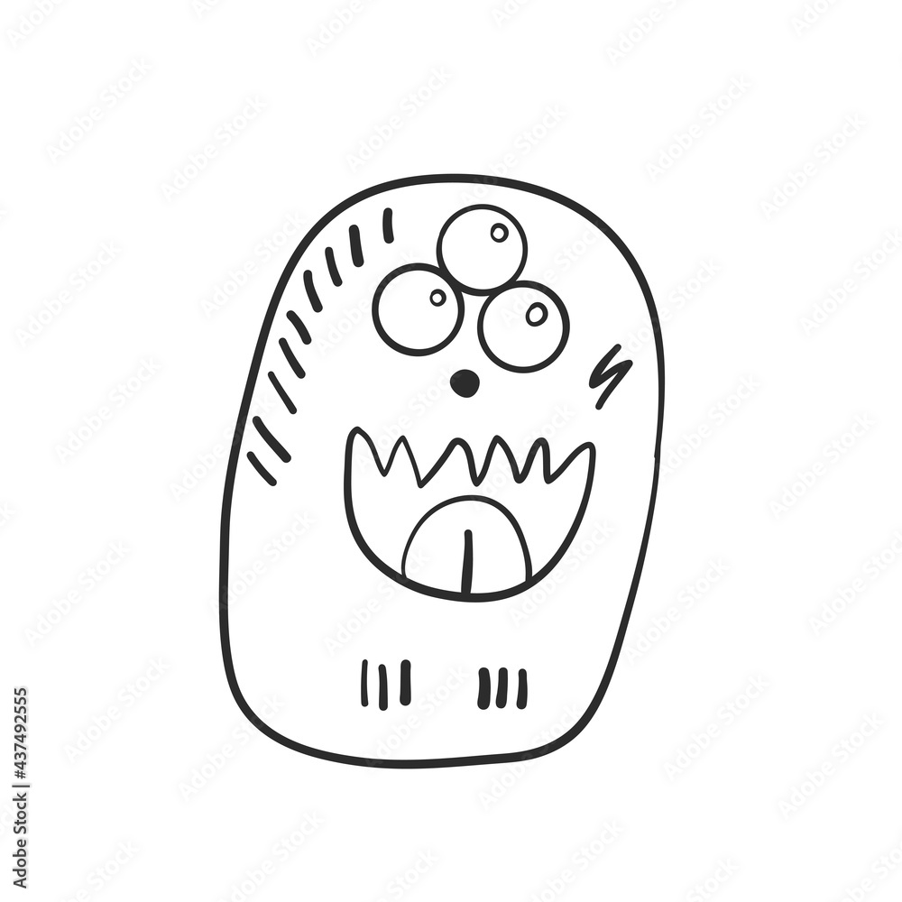 Cool cute monster. Line icon. Vector illustration Cool cute monster. Line icon. Vector illustration