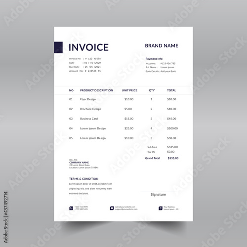 minimal business invoice