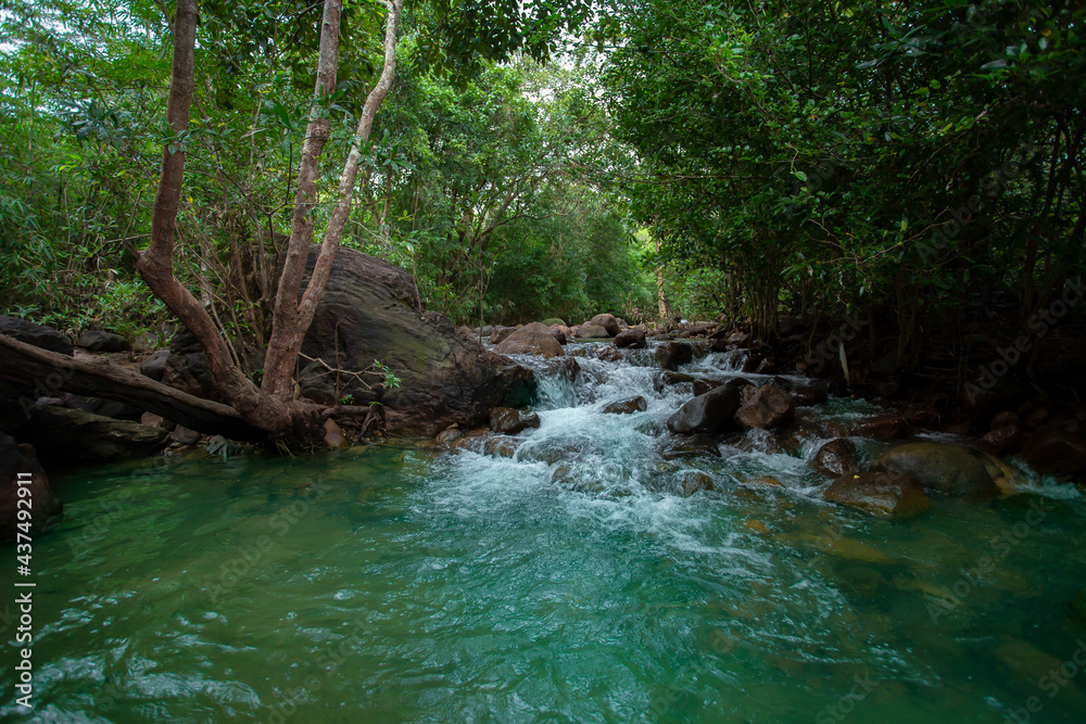 Fototapeta premium Thailand, Stream - Body of Water, Waterfall, Water, Backgrounds