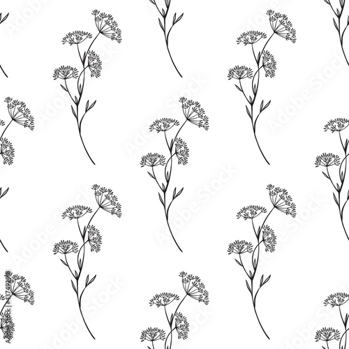 Vector floral seamless pattern. Romantic elegant endless background with hand drawn wildflowers