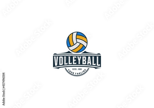 Vollyball sport logo design in white background