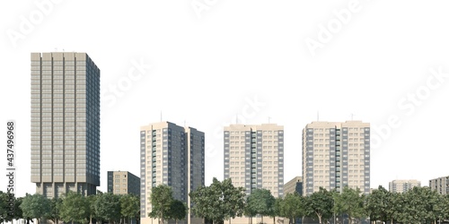 Cityscape 3d illustration isolated on white background