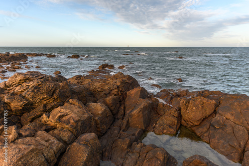 The Atlantic Ocean seen from the rocky coast of Les Sables d'Olonne.