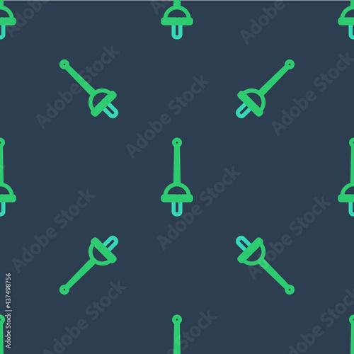 Line Fencing icon isolated seamless pattern on blue background. Sport equipment. Vector