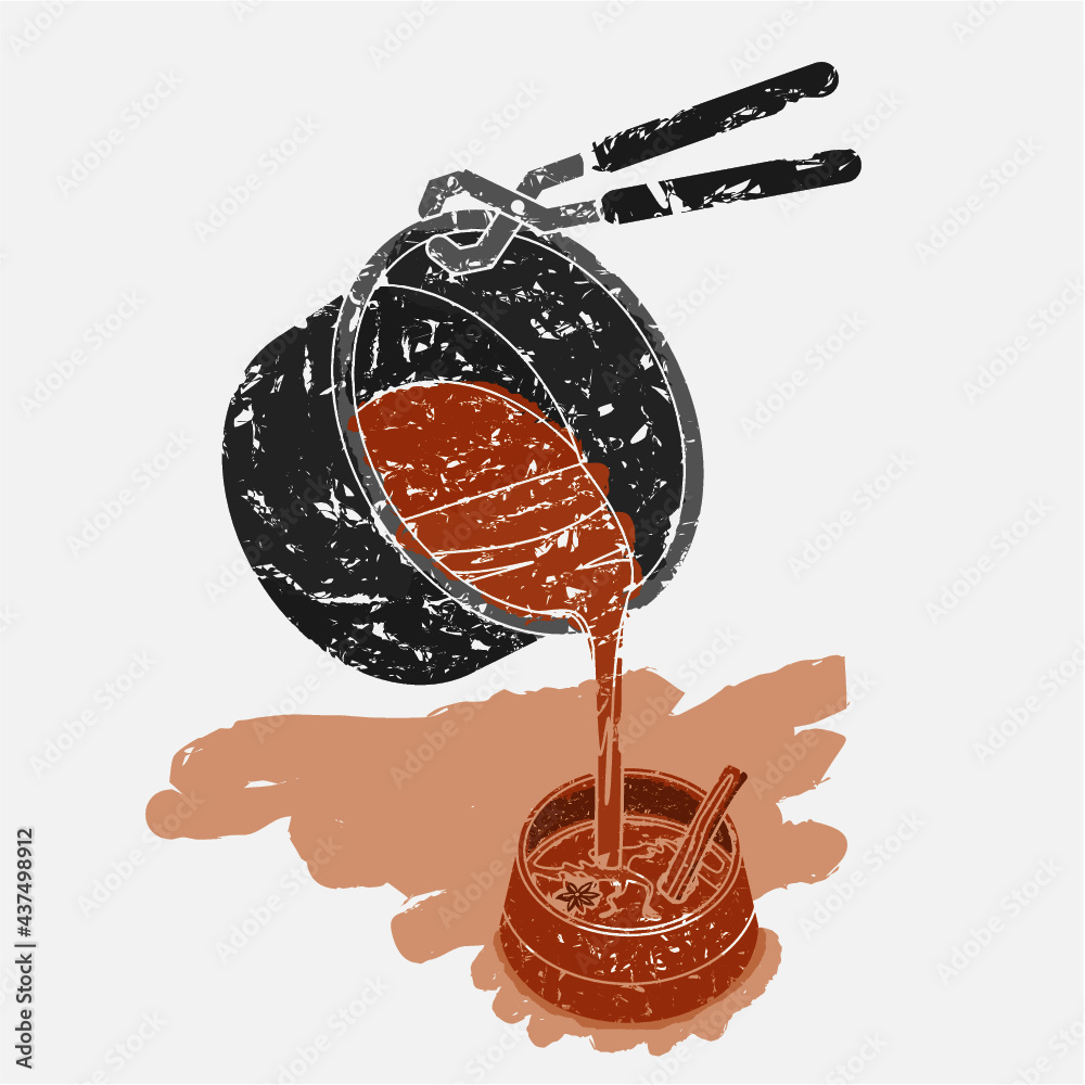 Editable Three-Quarter Top View Pouring Masala Chai from Pan into Pottery  Cup Vector Illustration in Brush Strokes Style for Artwork Element of  Beverages With South Asian Culture and Tradition Design vector de