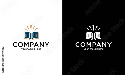symbol of knowledge. open book and sun. logo design templates.