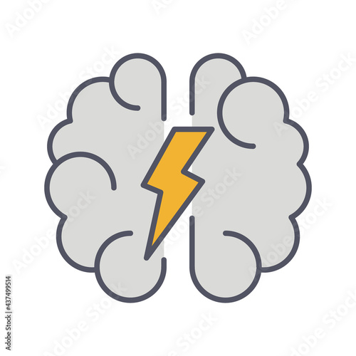 Brainstorm Line Icon. Lightning in brain innovation logo. Vector Illustration