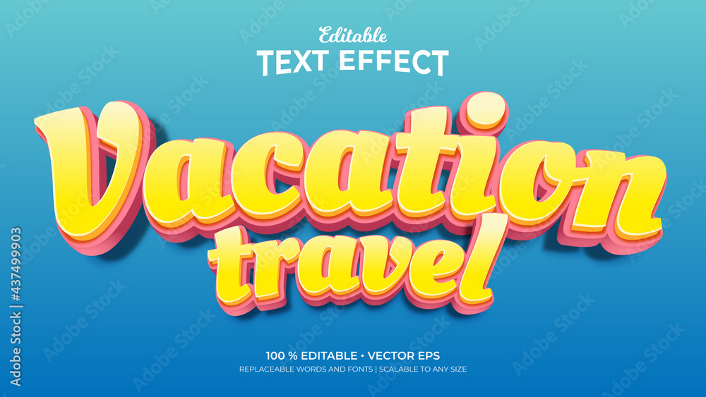 Vacation Travel 3d Style Editable Text Effects Templates