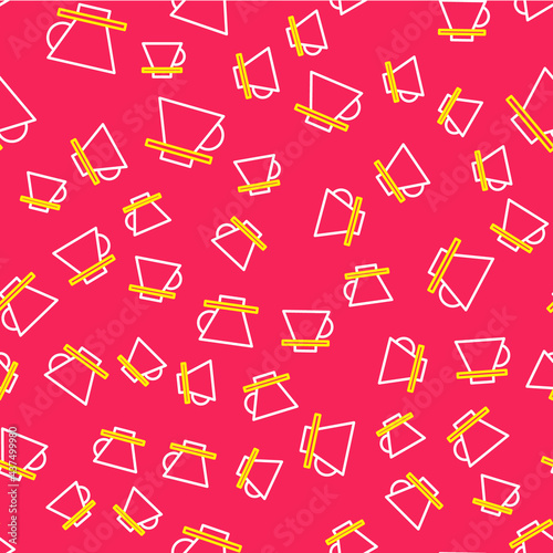 Line V60 coffee maker icon isolated seamless pattern on red background. Vector