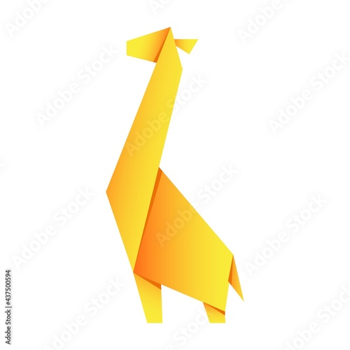 Paper origami shape - giraffe, yellow. The Japanese art of folding paper figures is a hobby, needlework