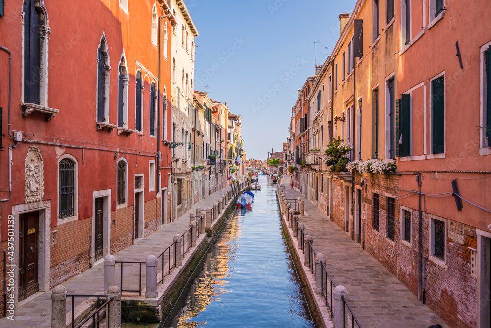 Small Venice channels and beautiful facades in Italy