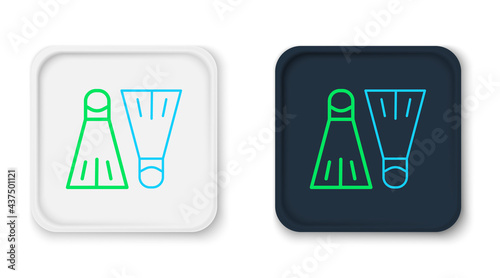 Line Rubber flippers for swimming icon isolated on white background. Diving equipment. Extreme sport. Sport equipment. Colorful outline concept. Vector