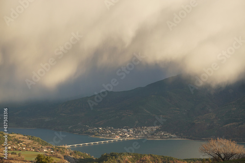 stormy sky over the lake in Serre Ponçon, France