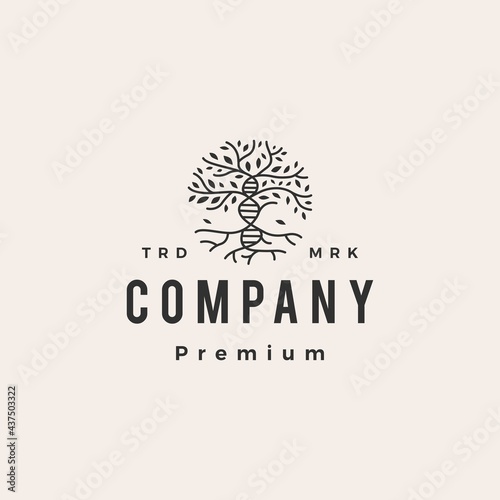 dna tree hipster vintage logo vector icon illustration