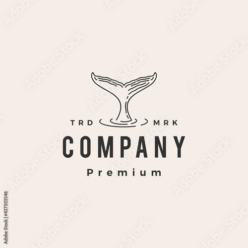 whale fin hipster vintage logo vector icon illustration
