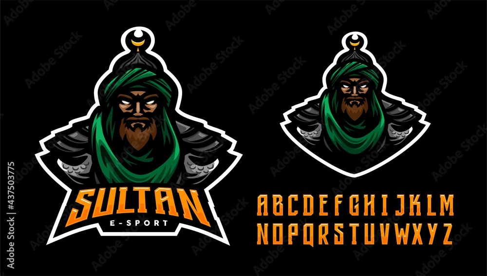illustration vector graphic of Arabian Knight mascot logo perfect for sport and e-sport team - obrazy, fototapety, plakaty 
