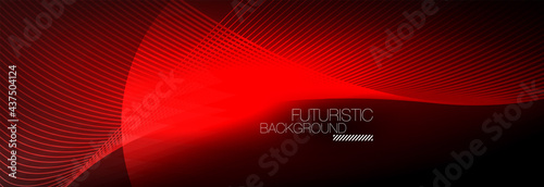 Abstract neon glowing light in the dark with waves. Shiny magic energy and motion concept, vector abstract wallpaper background