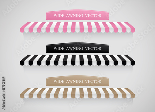 Wide awning vector collection with signage for adding text