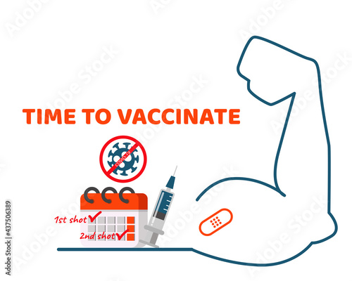 Time to Vaccinate CORONAVIRUS concept Cartoon vector style for your design.	