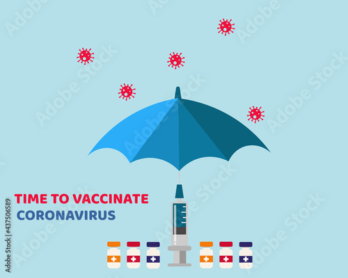 Time to Vaccinate CORONAVIRUS concept Cartoon vector style for your design.	