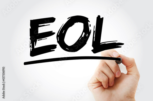 EOL - End of Line acronym with marker, technology concept background photo