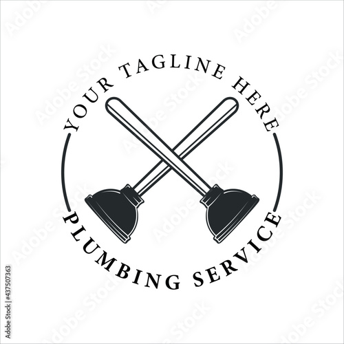 plumbing logo vintage vector illustration template design.plumber logo for company concept emblem icon logo design