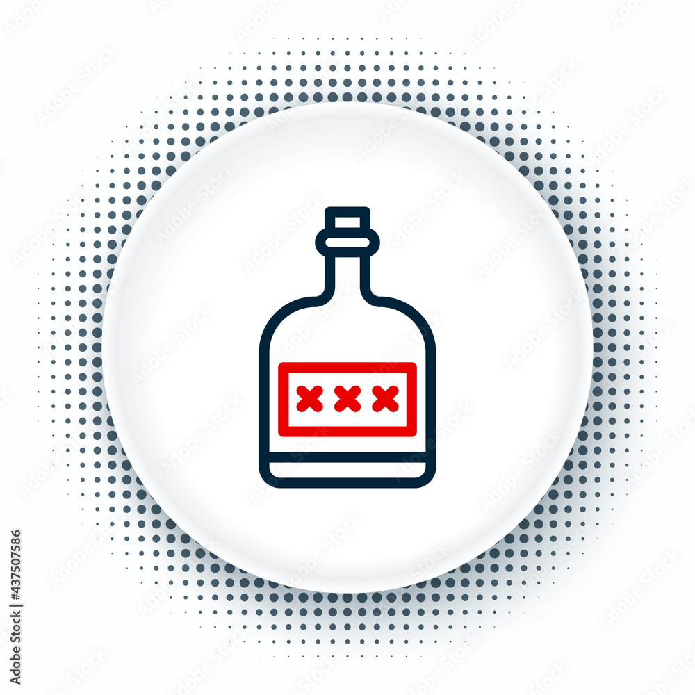 Line Alcohol drink Rum bottle icon isolated on white background. Colorful outline concept. Vector Line Alcohol drink Rum bottle icon isolated on white background. Colorful outline concept. Vector