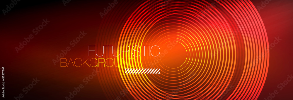 Dark abstract background with glowing neon circles. Trendy layout template for business or technology presentation, internet poster or web brochure cover, wallpaper Dark abstract background with glowing neon circles. Trendy layout template for business or technology presentation, internet poster or web brochure cover, wallpaper