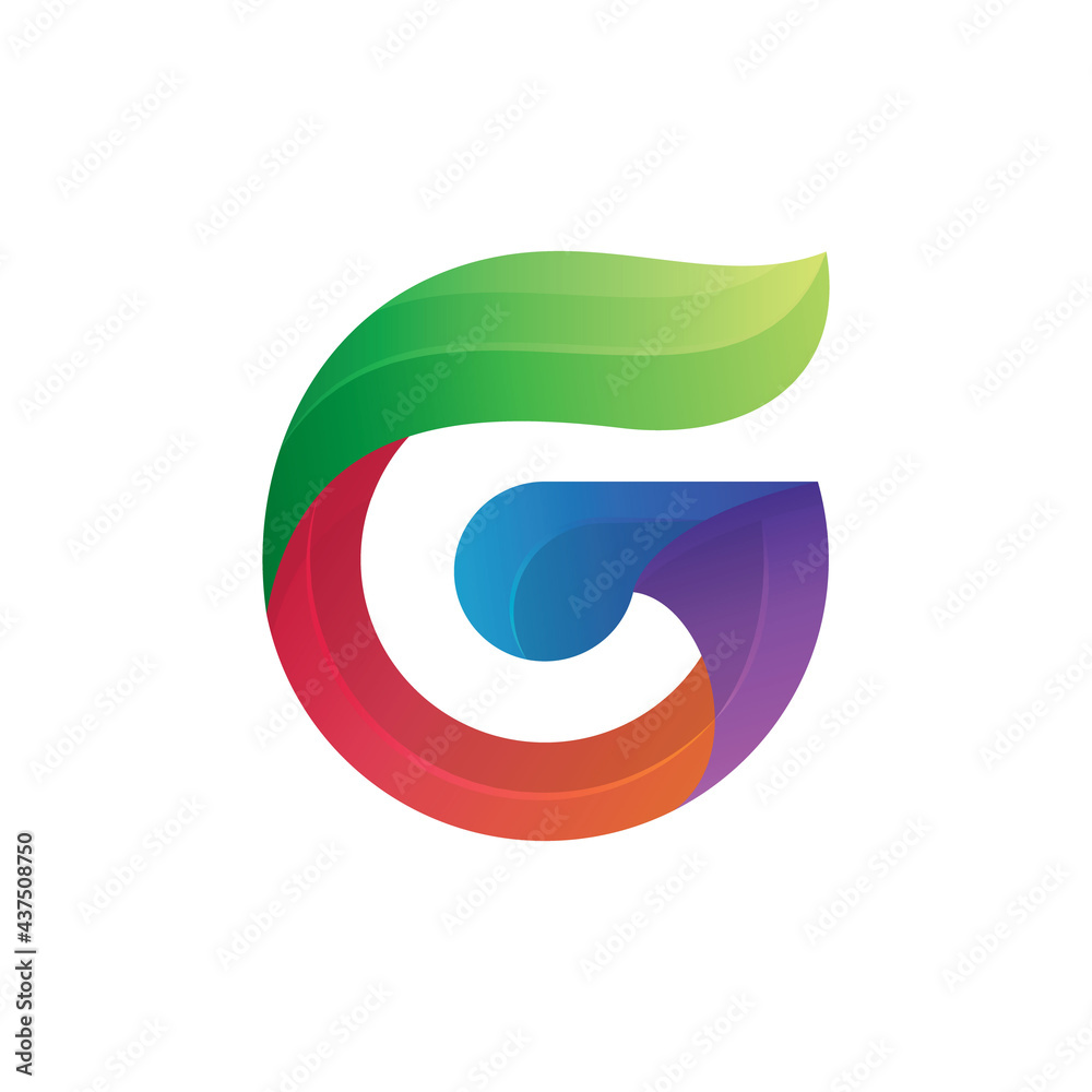 Vector Logo Design Letter G Combination Leaf with gradient colorful Vector Logo Design Letter G Combination Leaf with gradient colorful
