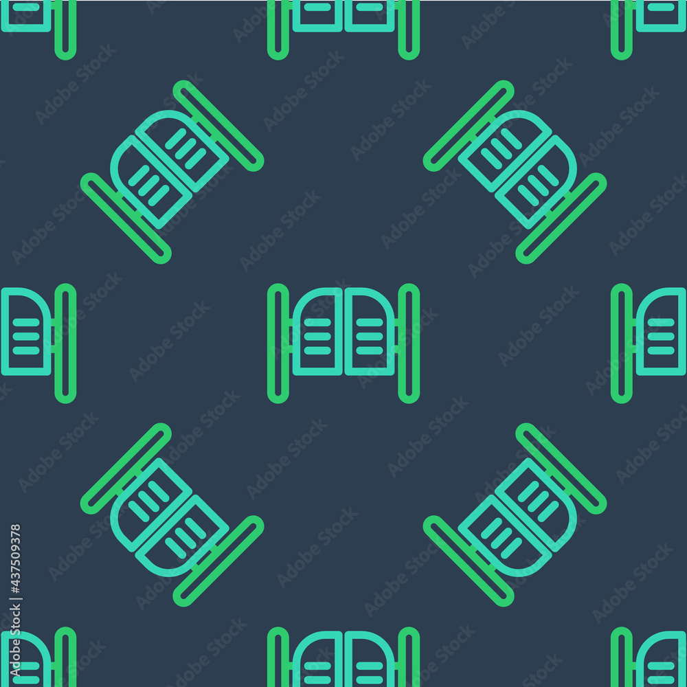 Line Old western swinging saloon door icon isolated seamless pattern on blue background. Vector Line Old western swinging saloon door icon isolated seamless pattern on blue background. Vector