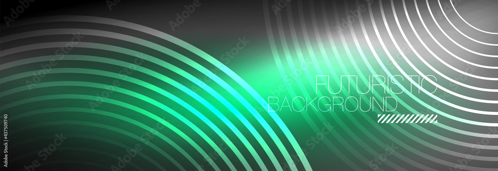 Dark abstract background with glowing neon circles. Trendy layout template for business or technology presentation, internet poster or web brochure cover, wallpaper Dark abstract background with glowing neon circles. Trendy layout template for business or technology presentation, internet poster or web brochure cover, wallpaper