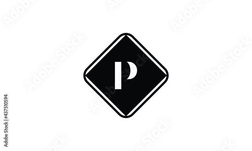 Free Download Initial Letter P Square Shape Vector Monogram Logo, P Letter Logo Template - GFXLoad