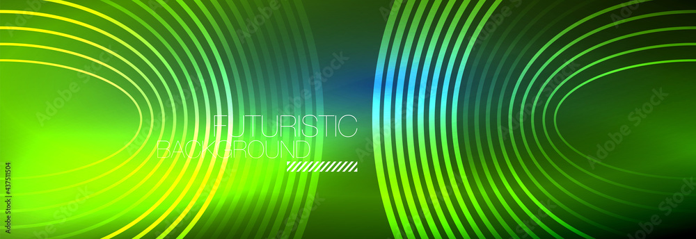 Dark abstract background with glowing neon circles. Trendy layout template for business or technology presentation, internet poster or web brochure cover, wallpaper Dark abstract background with glowing neon circles. Trendy layout template for business or technology presentation, internet poster or web brochure cover, wallpaper