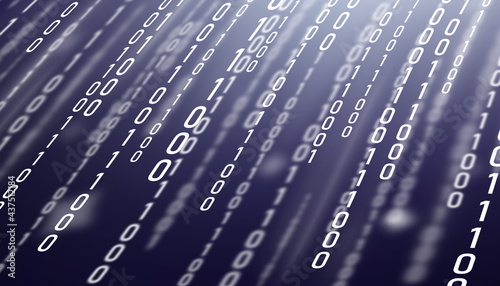 Fall background of blue blurred numbers. Computer matrix background.