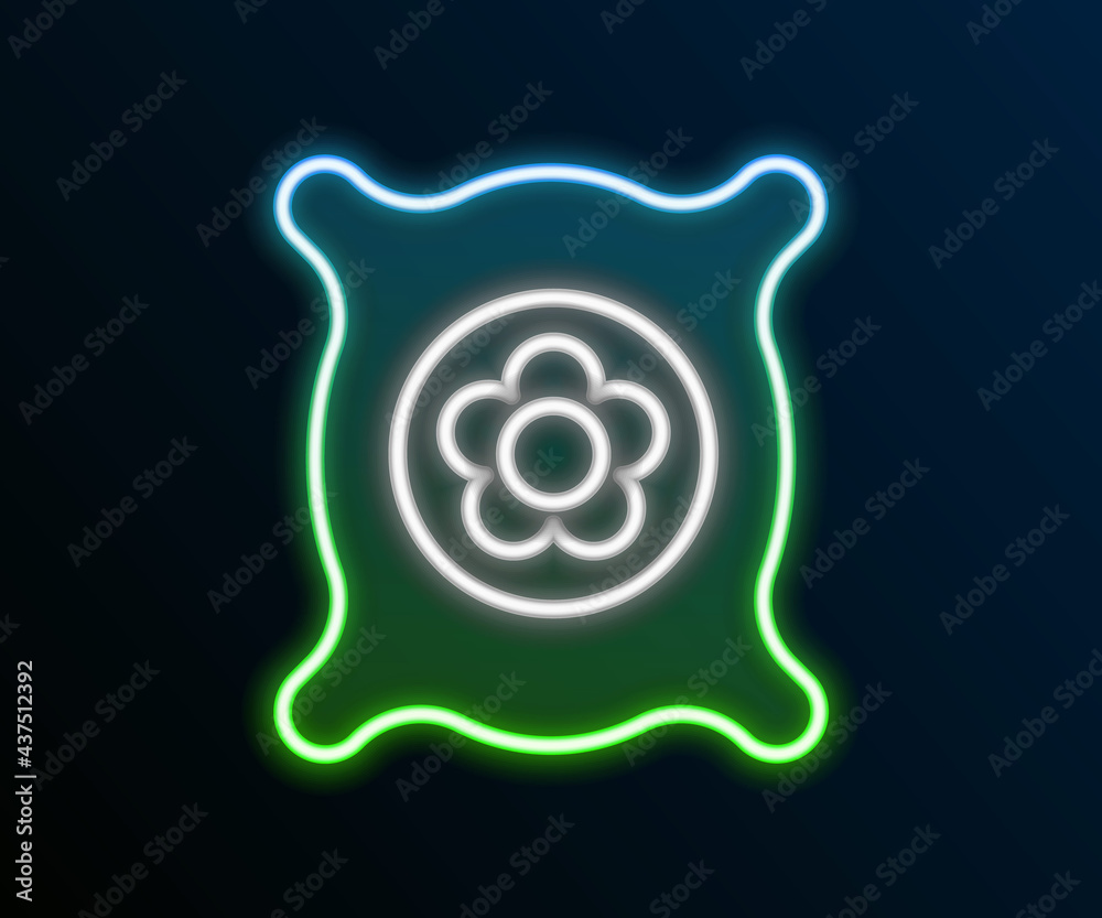 Glowing neon line Pack full of seeds of a specific plant icon isolated on black background. Colorful outline concept. Vector Glowing neon line Pack full of seeds of a specific plant icon isolated on black background. Colorful outline concept. Vector
