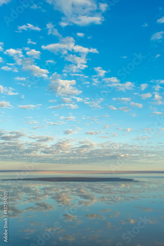 Aerial view of the flood waters in the southern end of Australia largest salt lake  Lake Eyre  known by the name Kati Thanda by the indigenous peoples of the area.