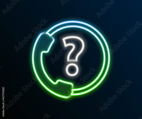 Glowing neon line Telephone 24 hours support icon isolated on black background. All-day customer support call-center. Full time call services. Colorful outline concept. Vector