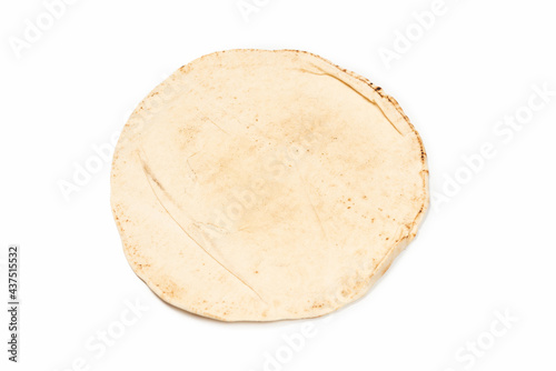 Grilled pitta bread isolated on white background.
