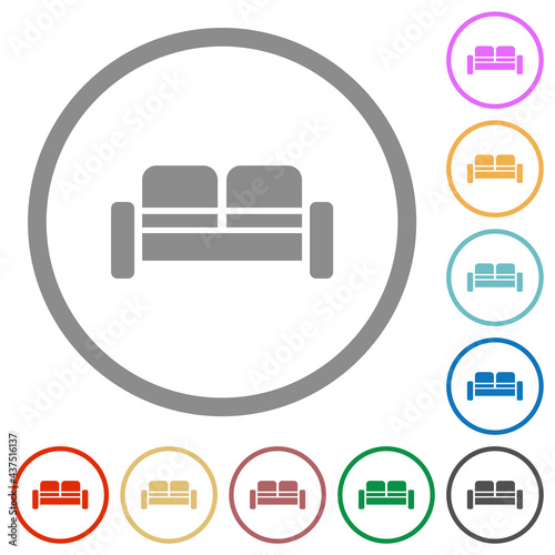 Sofa flat icons with outlines