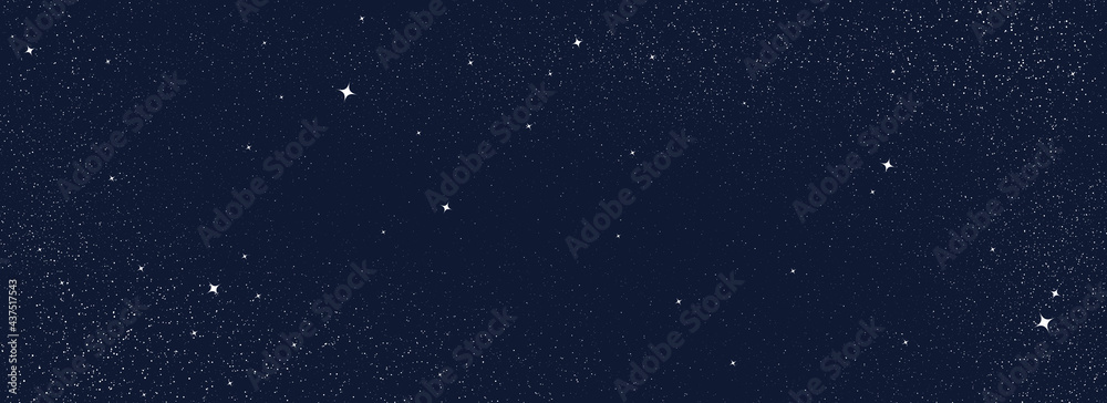 Night sky with stars pattern. Surreal universe background. Abstract cosmos imagination. Surreal starry night sky. Universe stars background. Astronomical luminous objects. Astrology abstract vector