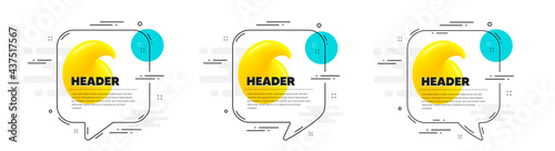Quote mark speech bubble banners. Quotation dialog message icon. Line balloon sticker with text. Set of isolated speech bubbles. Yellow 3d quote mark. Quotation chat message. Vector offer bubbles