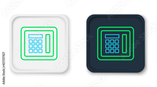 Line Safe icon isolated on white background. The door safe a bank vault with a combination lock. Reliable Data Protection. Colorful outline concept. Vector