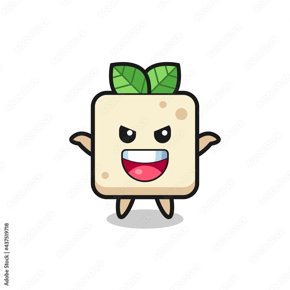 the illustration of cute tofu doing scare gesture the illustration of cute tofu doing scare gesture