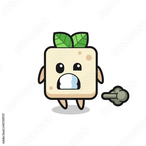 the illustration of the tofu cartoon doing fart