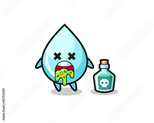 illustration of an water drop character vomiting due to poisoning